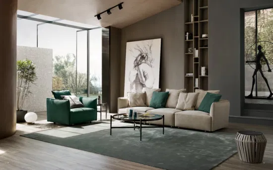 Роскошная современная вилла, итальянский комплект для гостиной, тканевый угловой секционный современный диван, диван, мебель для дома